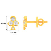 22k Yellow Gold Cubic Zirconia Clover Leaf Stud Earrings with gold weight of 1.028g